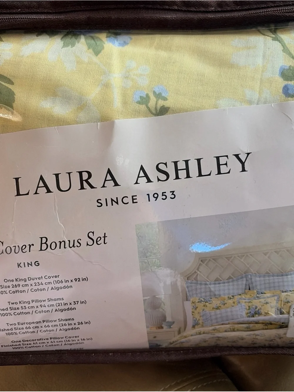 NWOT Laura Ashley Cassidy Yellow & Blue Floral KING Duvet Cover 7P Bonus Set